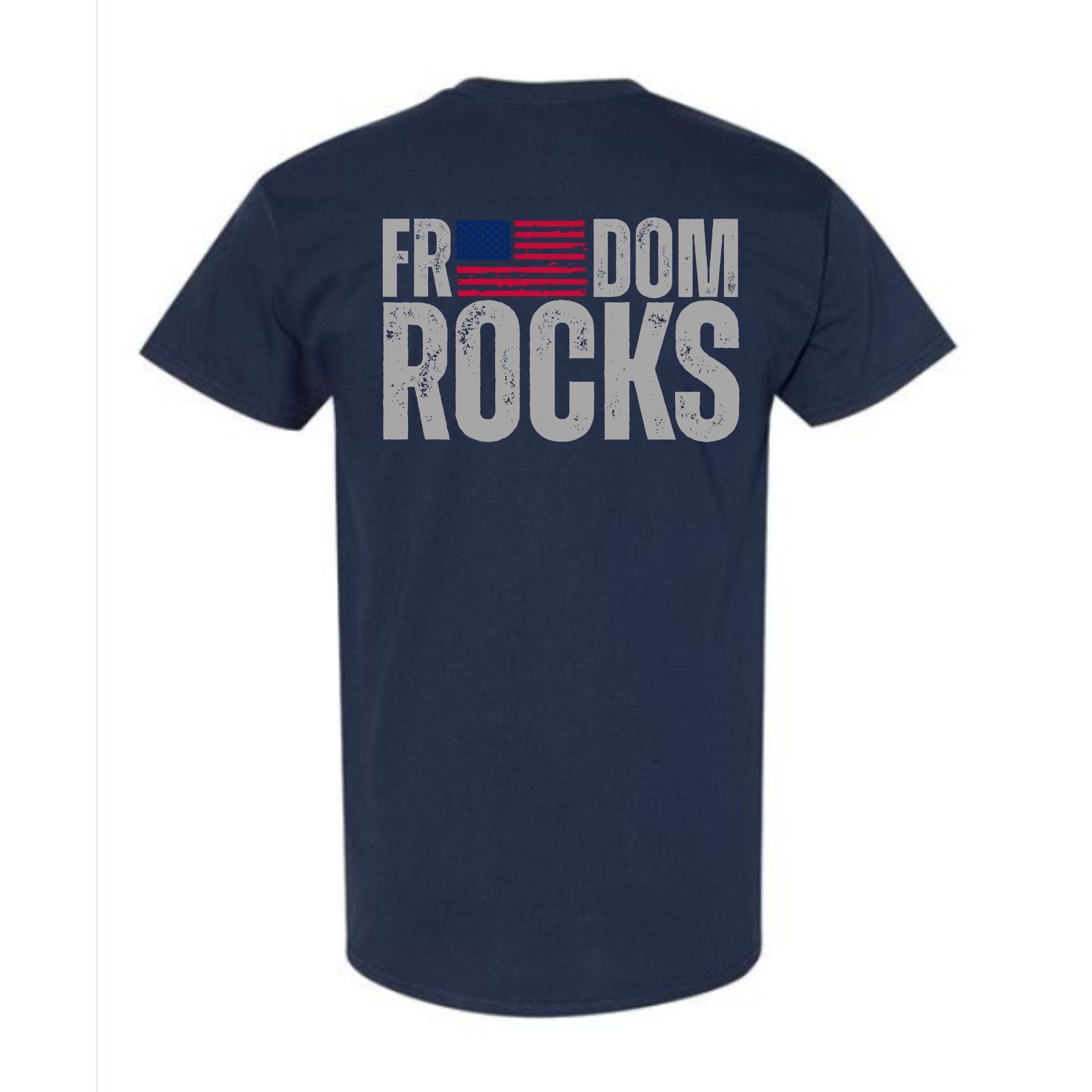 Freedom Rocks American Flag Back Print T-Shirt