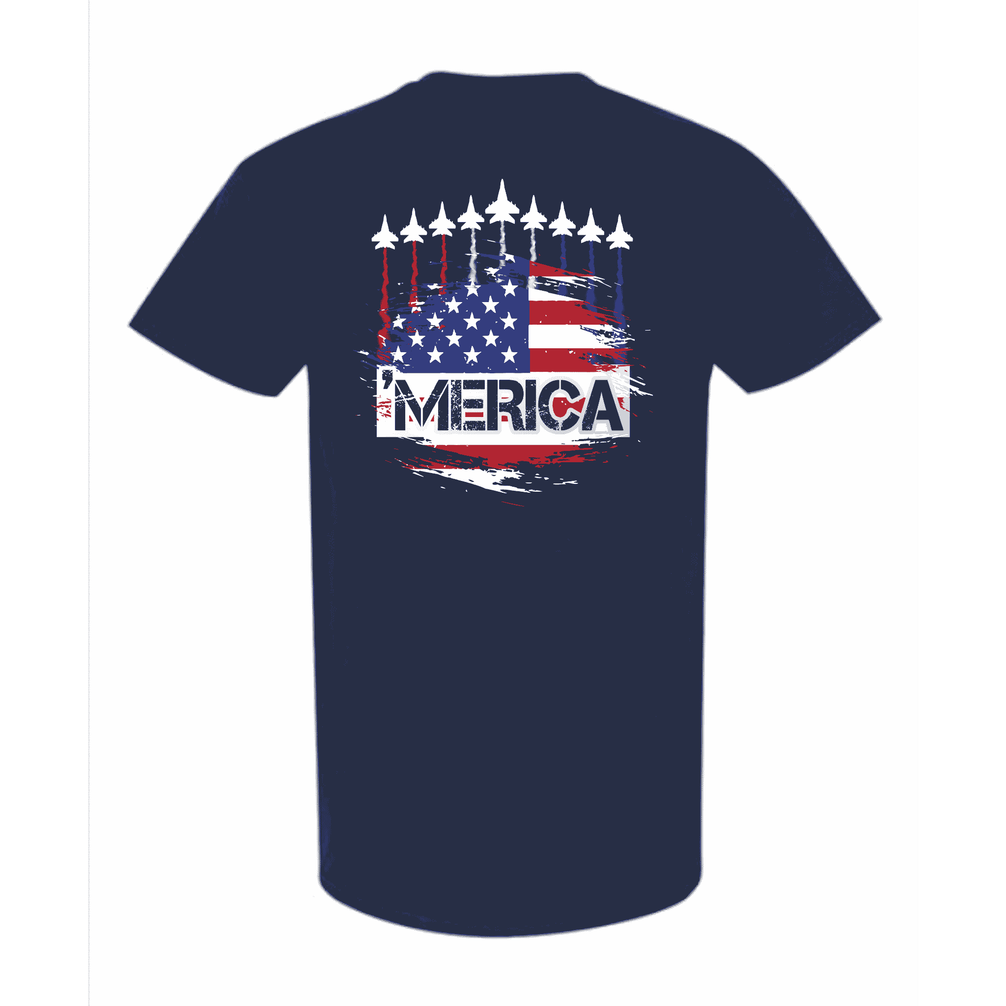 'Merica Jet Flyover Patriotic Back Print T-Shirt