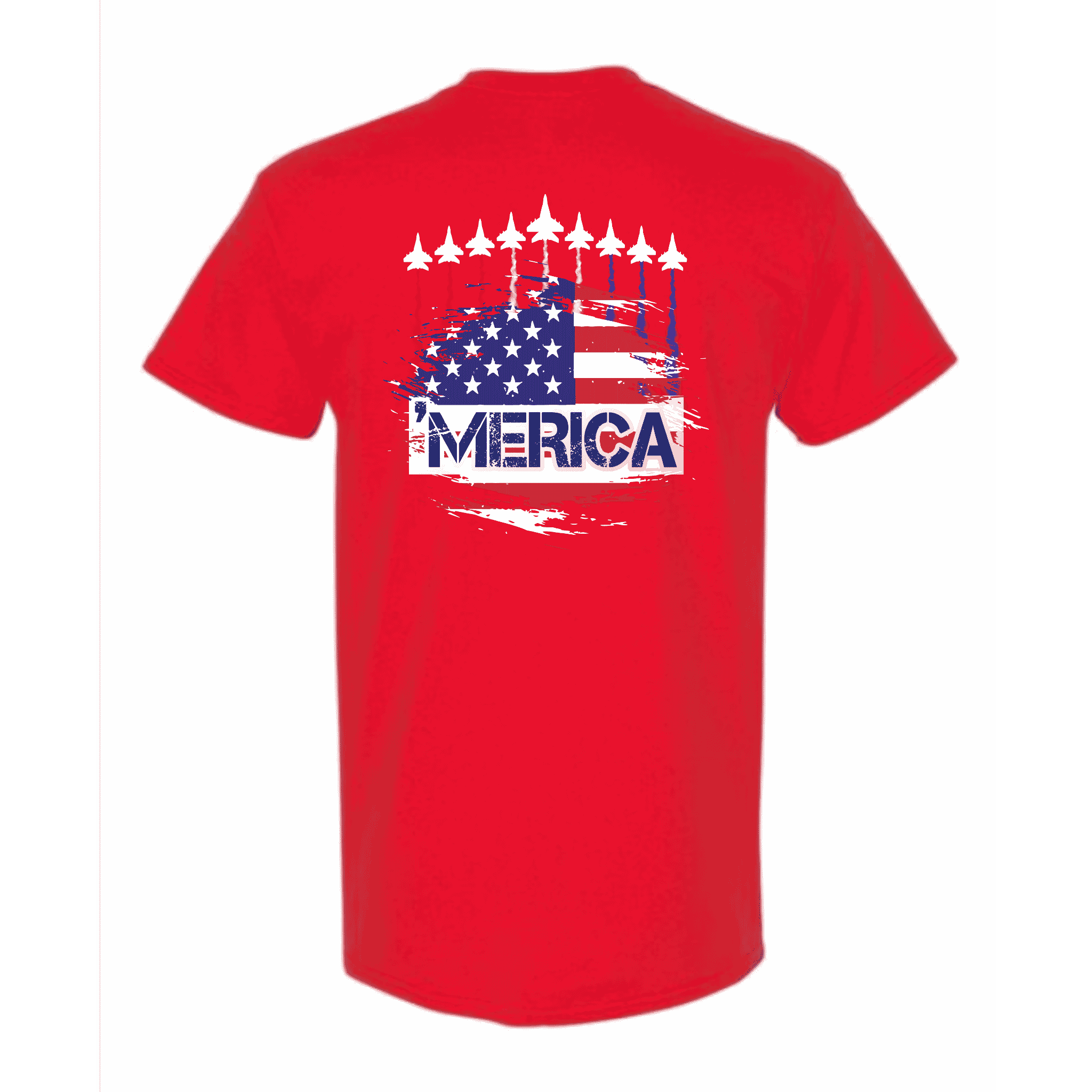 'Merica Jet Flyover Patriotic Back Print T-Shirt