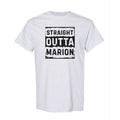 Ash Grey t-shirt with 'Straight Outta Marion' text on a white background