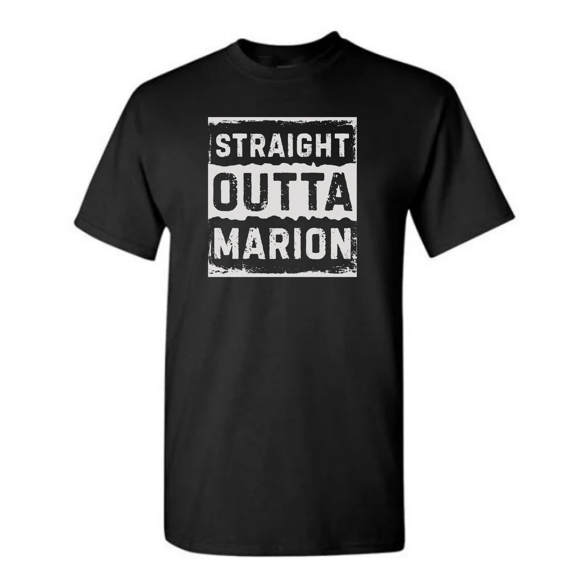Black t-shirt with a white QR code design on a white background